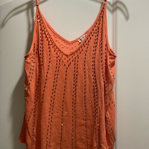 Free People Orange Cut Out Camisole Tank Top - Picture 1 of 2